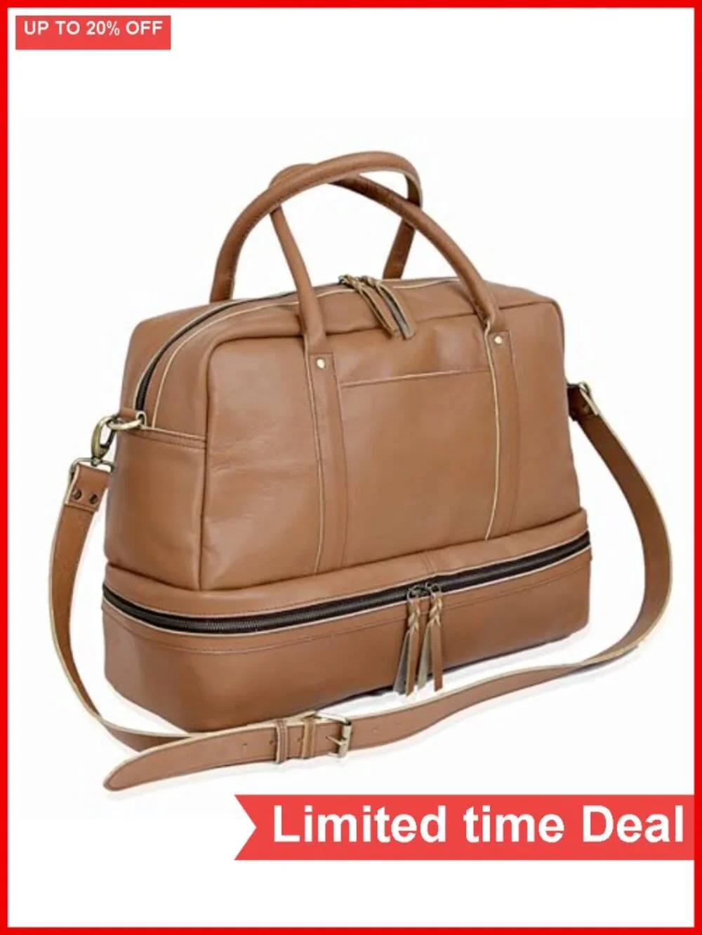 Genuine Leather Duffel Bag 20 Inch Travel Carry On Weekend Overnight